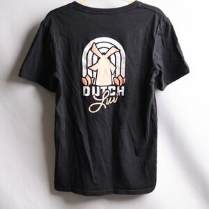 Dutch Bros Coffee Mens Medium Black Dutch Luv Windmill Graphic T-Shirt AT10